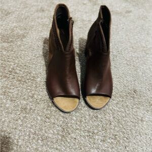 Cloudwalkers Dark Brown Peep-Toe Ankle Booties